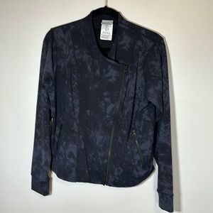 New Balance NEW moto stretch abstract print full zip jacket charcoal black large